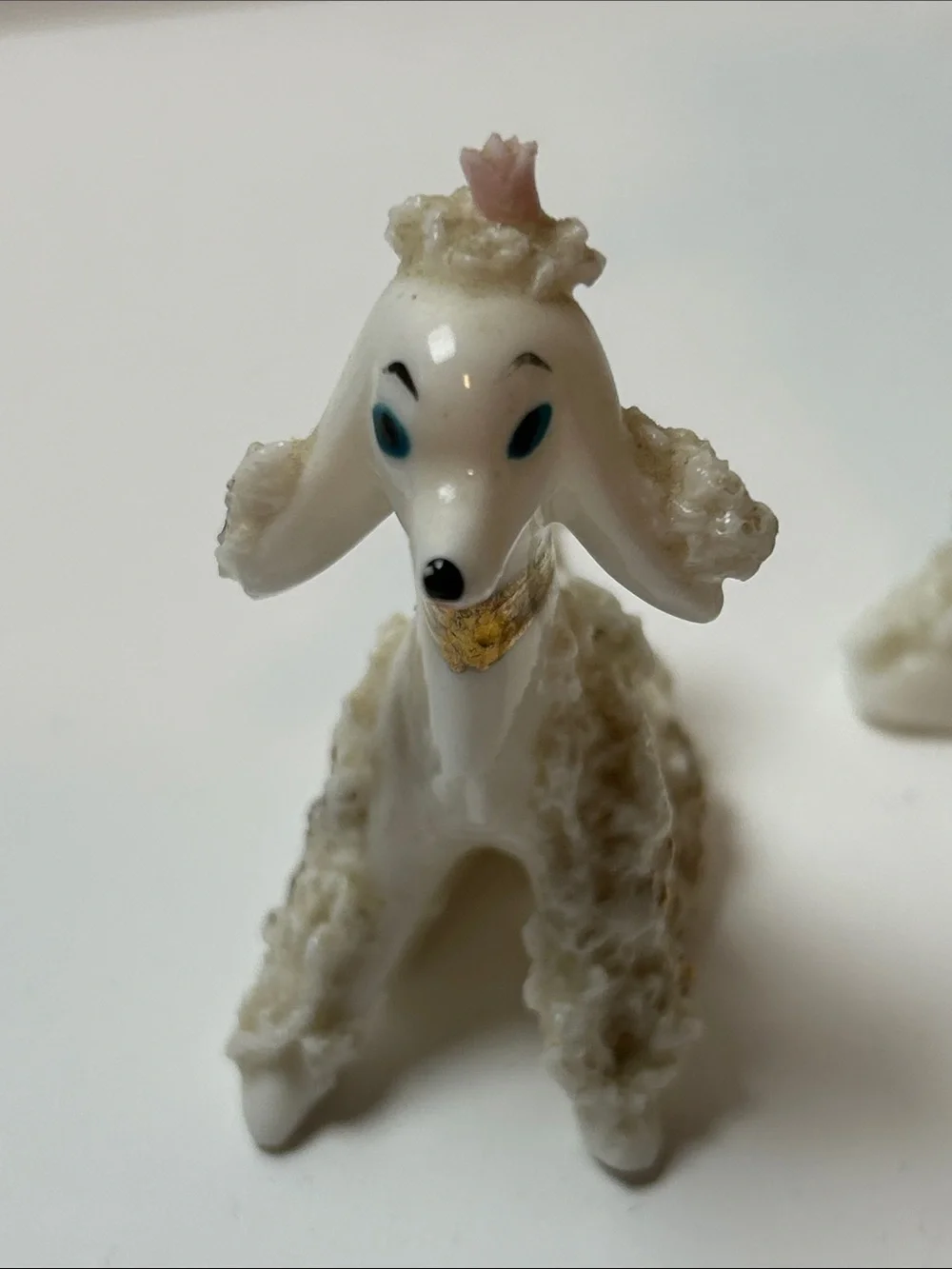 1950’s Spaghetti Trim Poodle With Pup No leash Porcelain